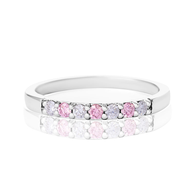 Rosyle 18ct White Gold Round Cut 0.23ctw Argyle Authenticated Pink & White Diamonds Ring