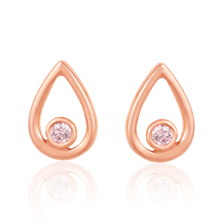 Rosyle 9ct Rose Gold Round Cut 0.05ctw Argyle Authenticated Pink Diamond Earrings