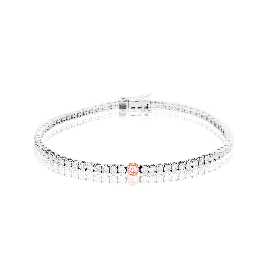 Rosyle 18ct White and Rose Gold Round Cut 3.12ctw Argyle Authenticated Pink & White Diamond Bracelet