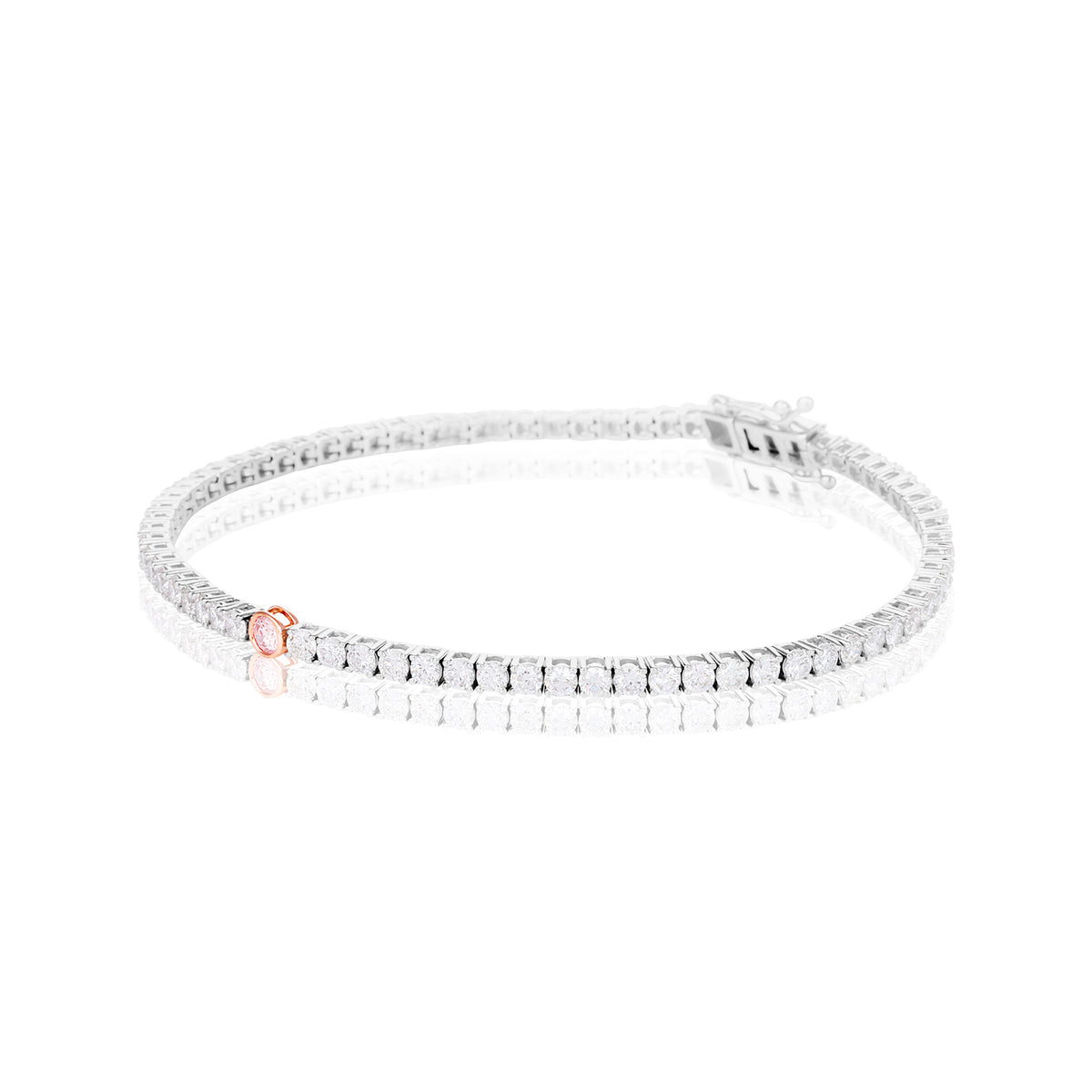 Rosyle 18ct White and Rose Gold Round Cut 3.12ctw Argyle Authenticated Pink & White Diamonds Bracelet