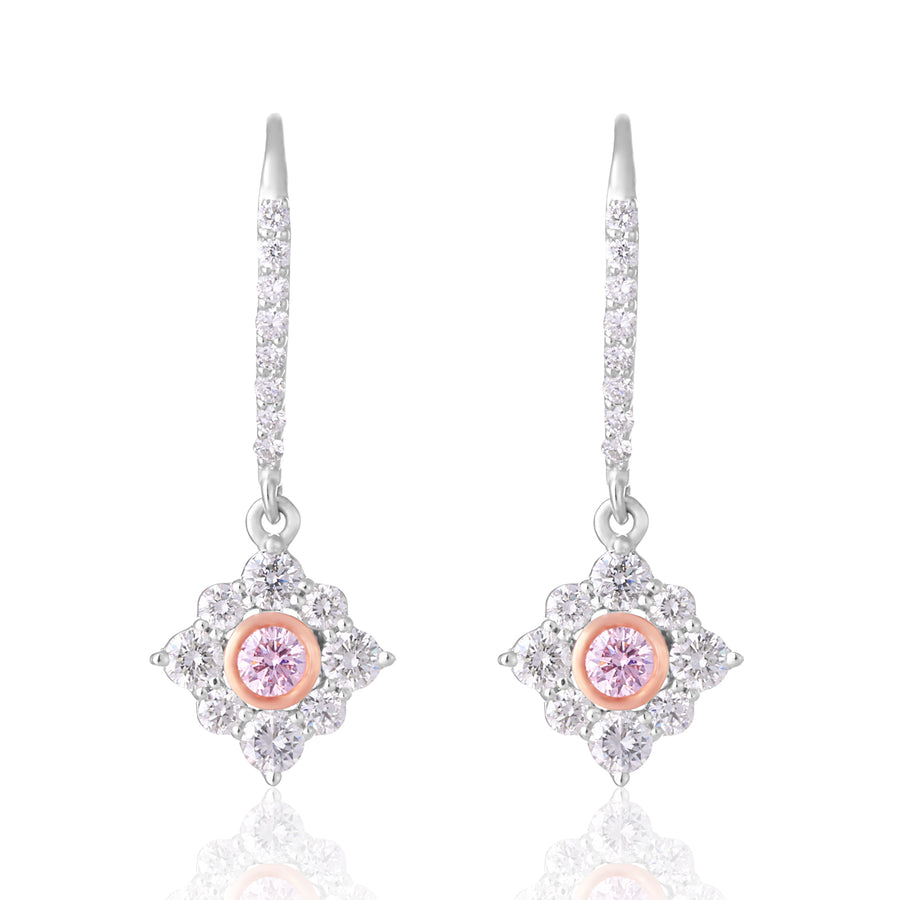 Rosyle 18ct White and Rose Gold 0.25ctw Argyle Authenticated Pink & White Diamond Earrings