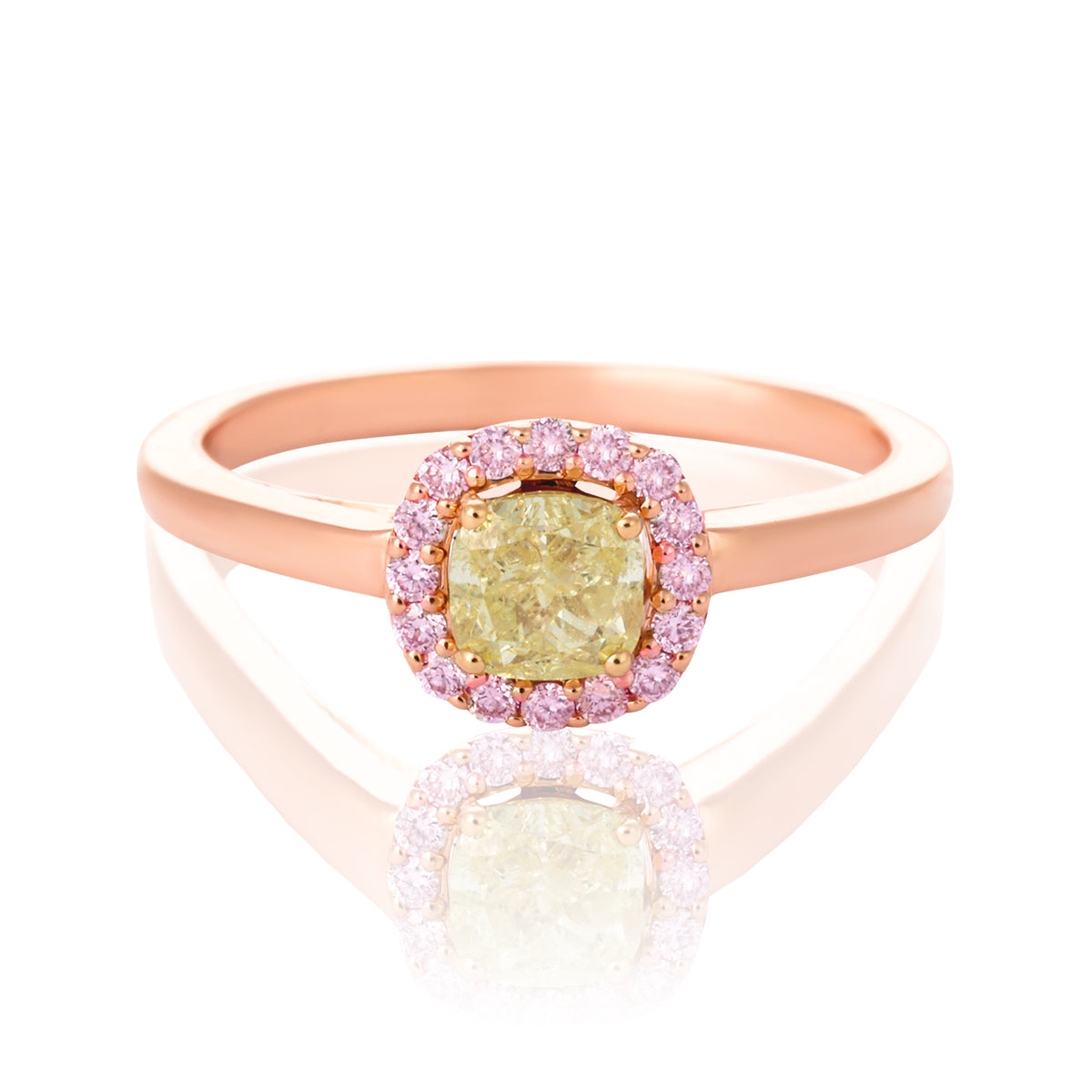 Rosyle 18ct Yellow and Rose Gold Round Cut 0.72ctw Argyle Authenticated Pink & Yellow Diamonds Ring