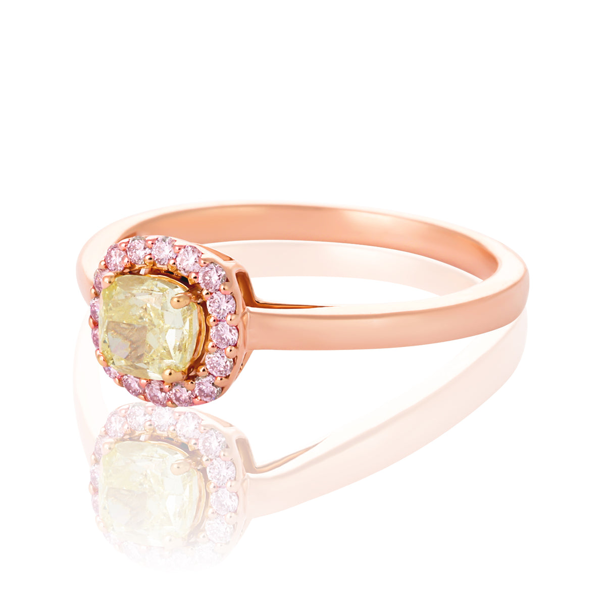 Rosyle 18ct Yellow and Rose Gold Round Cut 0.72ctw Argyle Authenticated Pink & Yellow Diamonds Ring