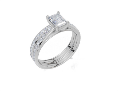 18ct White Gold Emerald Cut 1.07 Carat tw of  Diamond Ring and 18ct White Gold 0.34 Carat tw of   Diamond Band