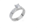 18ct White Gold Emerald Cut 1.07 Carat tw of  Diamond Ring and 18ct White Gold 0.34 Carat tw of   Diamond Band