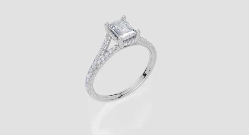 18ct White Gold Emerald Cut 1.13 Carat tw of  Diamond Ring