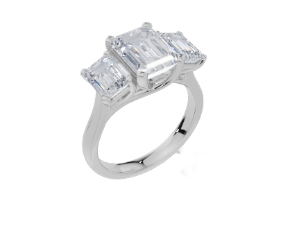 18ct Yellow Gold Emerald Cut 3.50 Carat tw of Diamond Ring