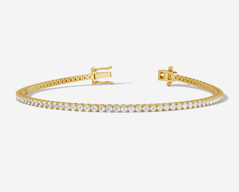 9CT Yellow Gold Round Cut 2.20 Carat tw of Diamonds Tennis Bracelet
