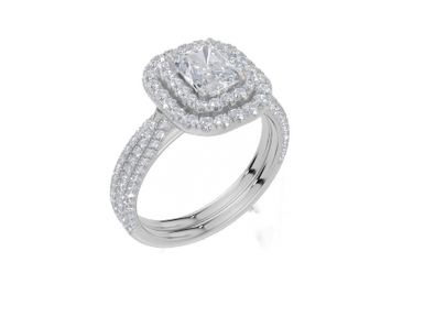18ct White Gold Radiant Cut 1.83 Carat tw of Lab-Grown Diamond Ring and 18ct White Gold 0.40 Carat tw of Lab-Grown  Diamond Band