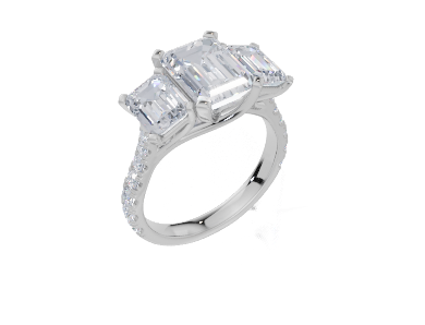 18ct White Gold Emerald Cut 3.94 Carat tw of Diamond Ring
