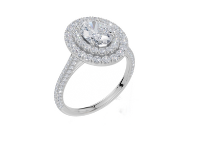18ct White Gold Oval Cut 1.83 Carat tw of  Diamond Ring