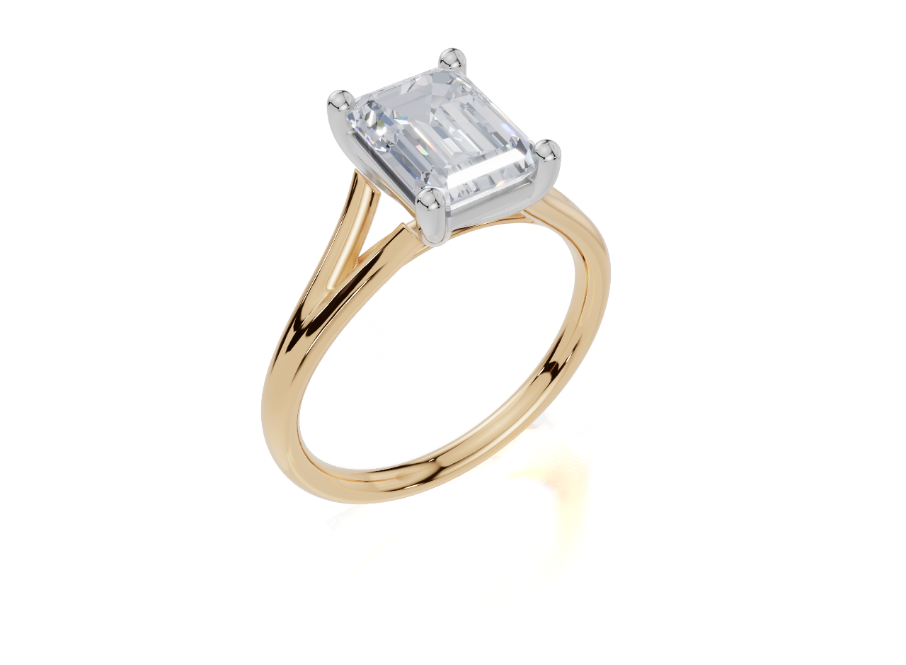 18ct Yellow Gold Emerald Cut 2.00 Carat of Lab-Grown Diamond Ring