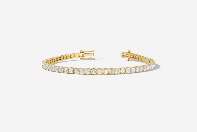 9CT Yellow Gold Princess Cut 6.60 Carat tw of Lab Grown Diamonds Tennis Bracelet