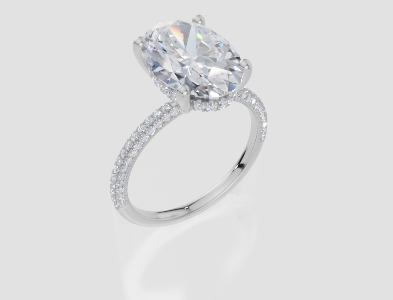 18ct White Gold Oval Cut 4.42 Carat tw of Lab-Grown Diamond Ring