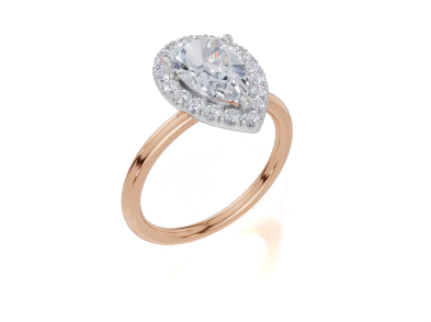 18ct Rose Gold Pear Cut 1.84 Carat tw of  Diamond Ring