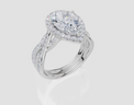18ct White Gold Pear Cut 2.54 Carat tw of Lab-Grown Diamond Ring and 18ct White Gold 0.20 Carat tw of Lab-Grown  Diamond Band