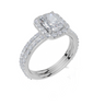 18ct White Gold Radiant Cut 1.56 Carat tw of Lab-Grown Diamond Ring and 18ct White Gold 0.38 Carat tw of Lab-Grown  Diamond Band