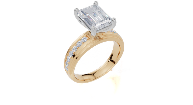 18ct Yellow Gold Emerald Cut 3.36 Carat tw of Lab-Grown Diamond Ring