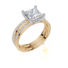 18ct Yellow Gold Princess Cut 1.82 Carat tw of Lab-Grown Diamond Ring and 18ct Yellow Gold 0.36 Carat tw of Lab-Grown  Diamond Band