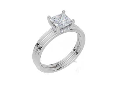18ct White Gold Princess Cut 1.06 Carat tw of Lab-Grown Diamond Ring and 18ct White Gold Lab-Grown Band