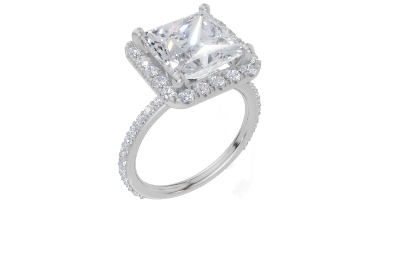 18ct White Gold Princess Cut 4.66 Carat tw of  Diamond Ring