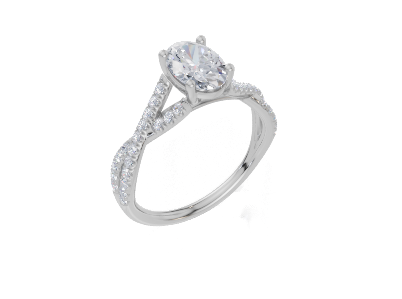 18ct White Gold Oval Cut 1.30 Carat tw of  Diamond Ring