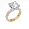 18ct Yellow Gold Cushion Cut 3.42 Carat tw of  Diamond Ring and 18ct Yellow Gold 0.38 Carat tw of   Diamond Band