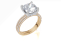 18ct Yellow Gold Cushion Cut 3.42 Carat tw of  Diamond Ring and 18ct Yellow Gold 0.38 Carat tw of   Diamond Band