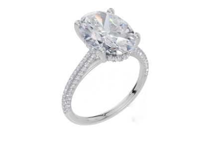 18ct White Gold Oval Cut 4.42 Carat tw of  Diamond Ring