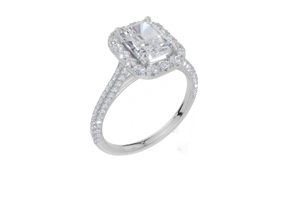 18ct White Gold Radiant Cut 2.12 Carat tw of Lab-Grown Diamond Ring