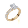 18ct Yellow Gold Radiant Cut 1.32 Carat tw of Lab-Grown Diamond Ring and 18ct Yellow Gold 0.38 Carat tw of Lab-Grown  Diamond Band