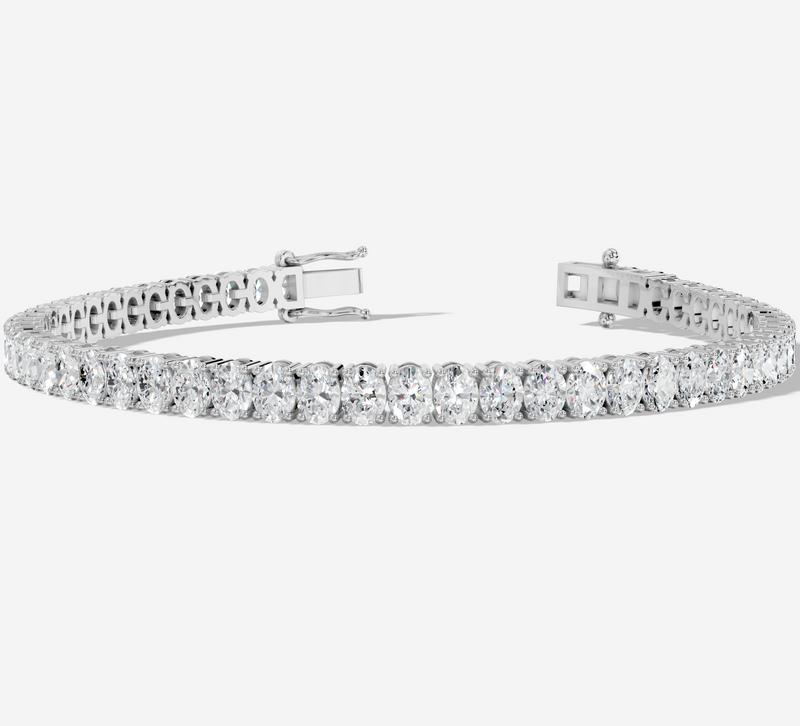 18CT White Gold Oval Cut 8.10 Carat tw of Lab Grown Diamonds Tennis Bracelet
