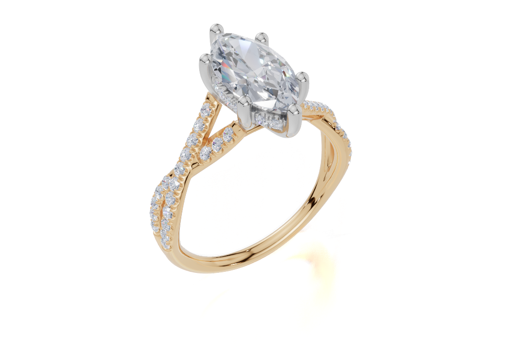 18ct Yellow Gold Marquise Cut 1.88 Carat tw of  Diamond Ring