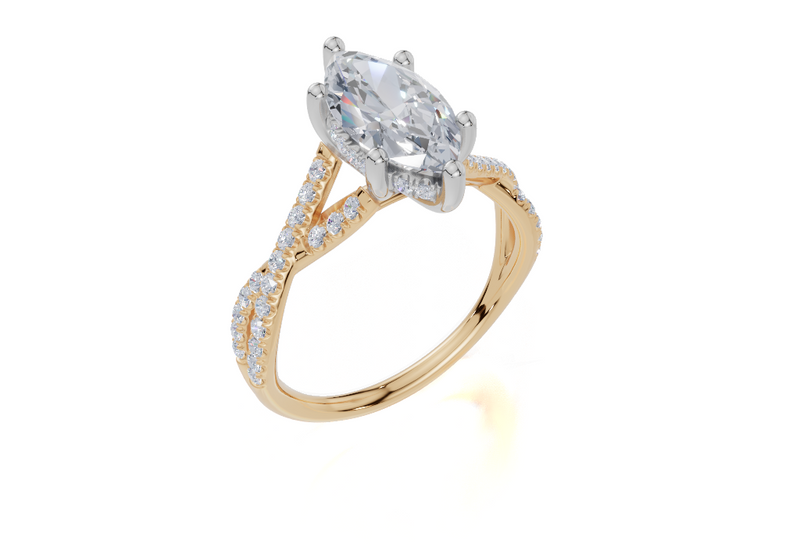 18ct Yellow Gold Marquise Cut 1.88 Carat tw of  Diamond Ring