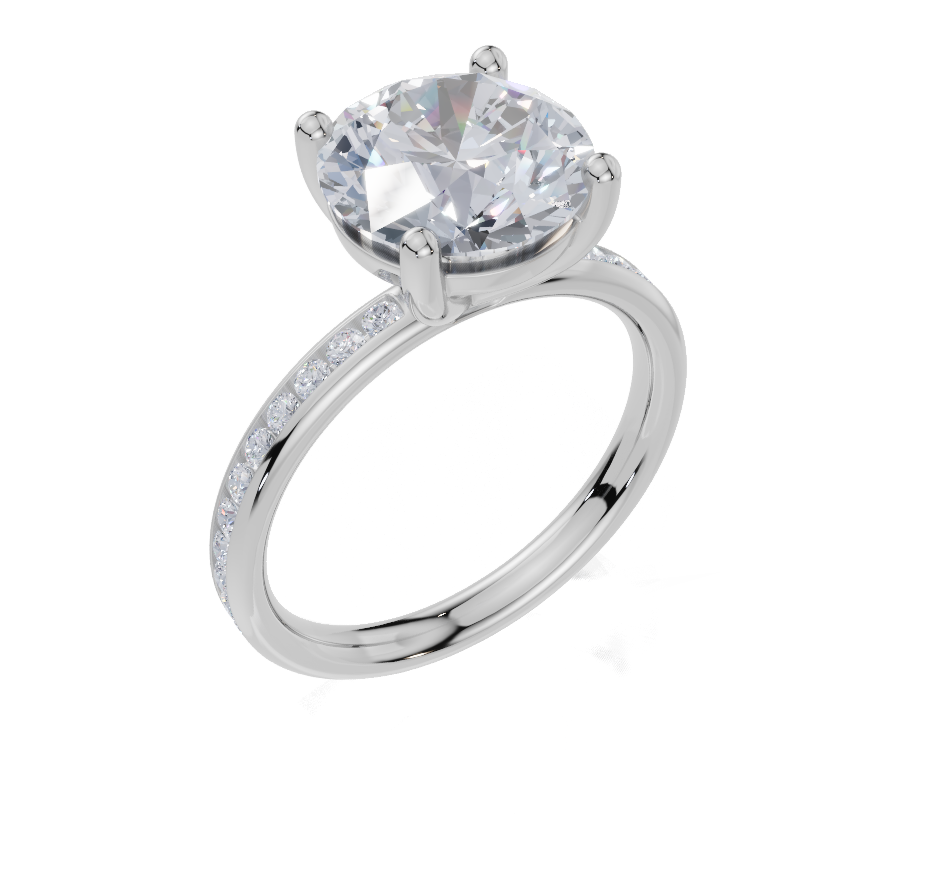 18ct White Gold Round Cut 3.33 Carat tw of Lab-Grown Diamond Ring