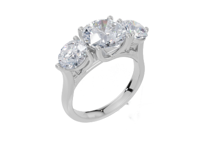 18ct White Gold Round Cut 3.50 Carat tw of Diamond Ring