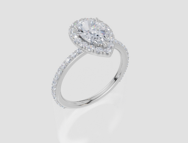 18ct White Gold Pear Cut 1.63 Carat tw of Lab-Grown Diamond Ring