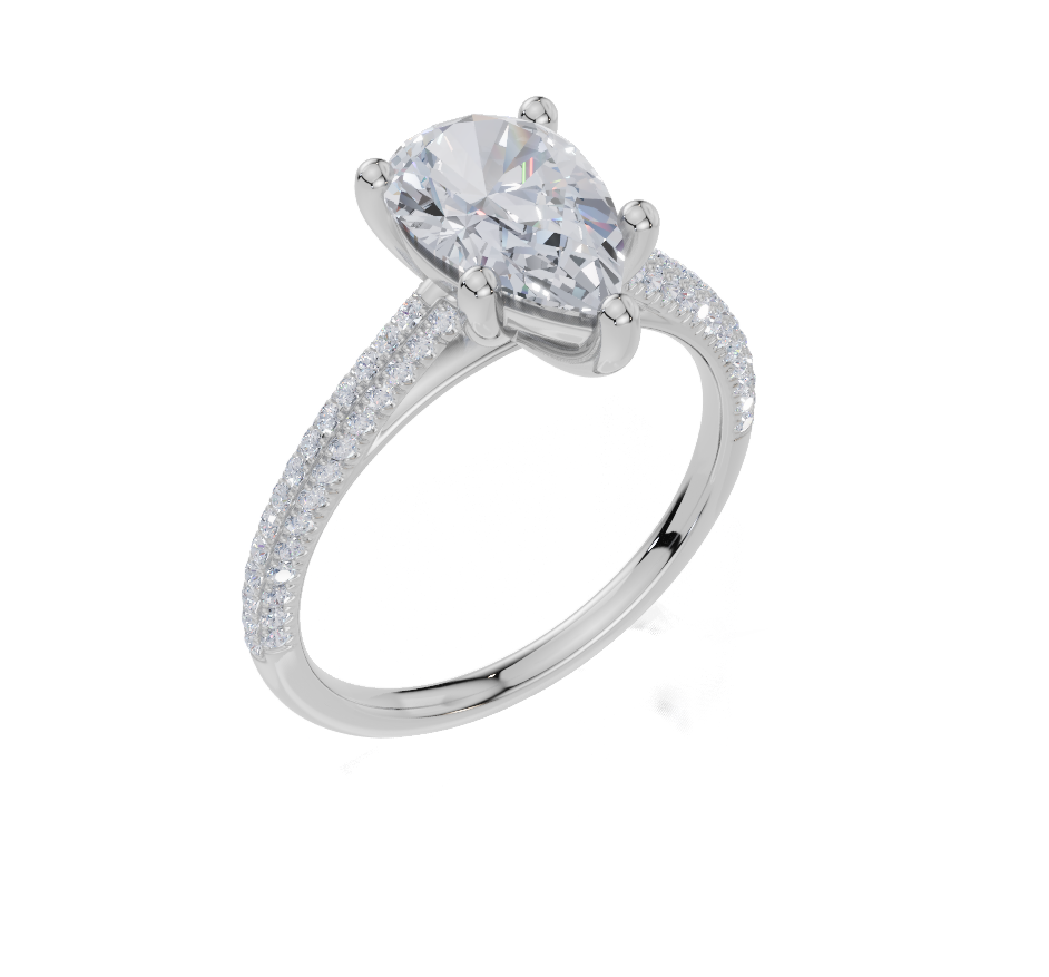 18ct White Gold Pear Cut 1.82 Carat tw of Lab-Grown Diamond Ring