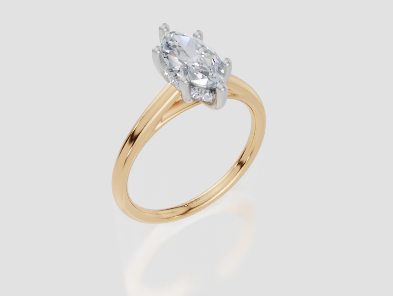 18ct Yellow Gold Marquise Cut 1.07 Carat tw of Lab-Grown Diamond Ring