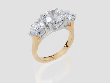 18ct Yellow Gold Round Cut 3.50 Carat tw of Lab-Grown Diamond Ring