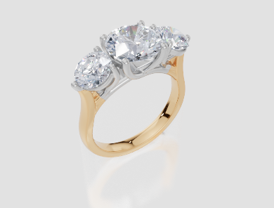 18ct Yellow Gold Round Cut 3.50 Carat tw of Lab-Grown Diamond Ring