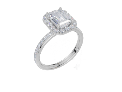 18ct White Gold Emerald Cut 2.13 Carat tw of Lab-Grown Diamond Ring