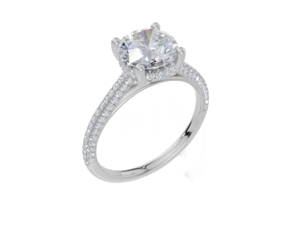 18ct White Gold Round Cut 1.90 Carat tw of  Diamond Ring