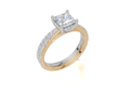 18ct Yellow Gold Princess Cut 1.45 Carat tw of  Diamond Ring and 18ct White Gold 0.35 Carat tw of   Diamond Band