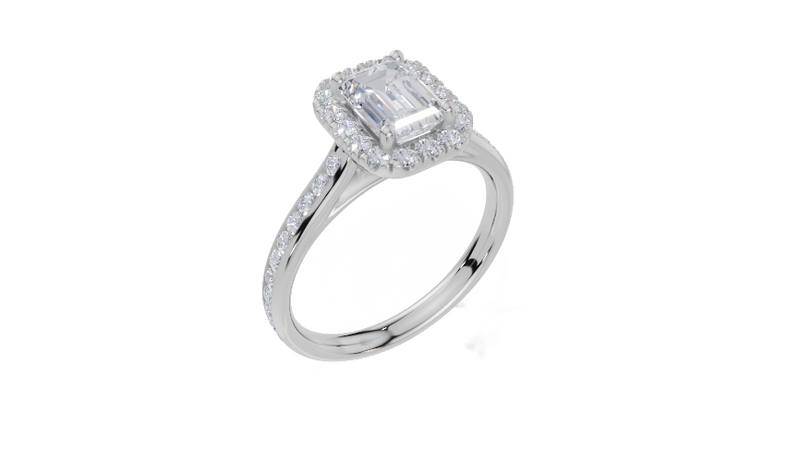 18ct White Gold Emerald Cut 1.56 Carat tw of  Diamond Ring