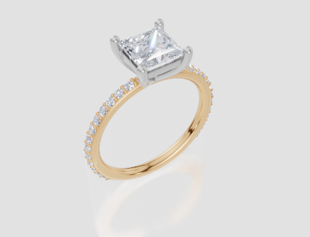 18ct Yellow Gold Princess Cut 1.82 Carat tw of  Diamond Ring