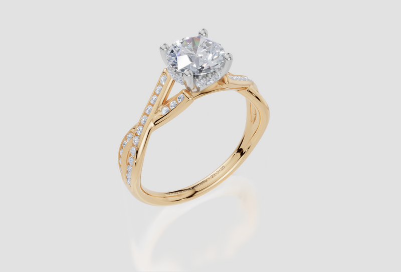 18ct Yellow Gold Round Cut 1.30 Carat tw of Lab-Grown Diamond Ring