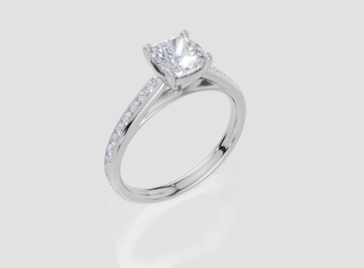 18ct White Gold Cushion Cut 1.32 Carat tw of  Diamond Ring