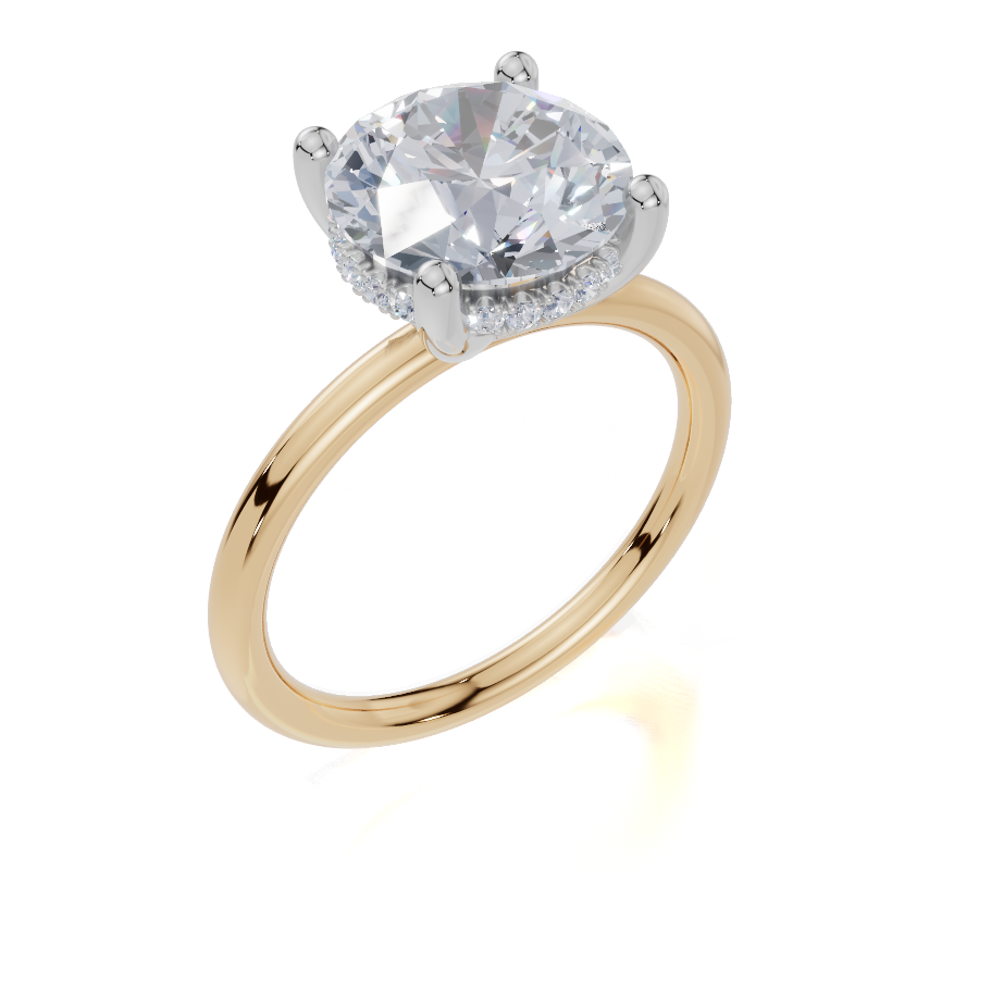 18ct Yellow Gold Round Cut 3.10 Carat tw of Lab-Grown Diamond Ring