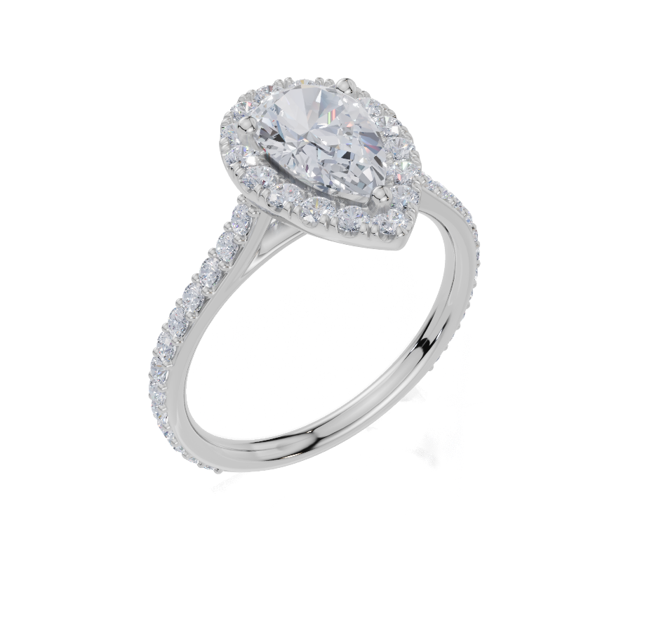 18ct White Gold Pear Cut 1.63 Carat tw of Lab-Grown Diamond Ring